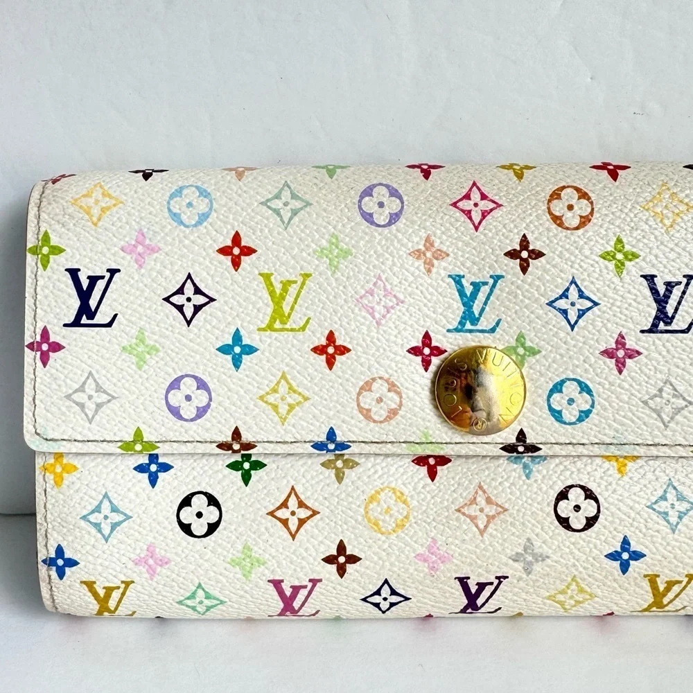 Louis Vuitton‎ Multicolor Sarah Wallet Takashi Murakami Blanc White Vintage Y2K